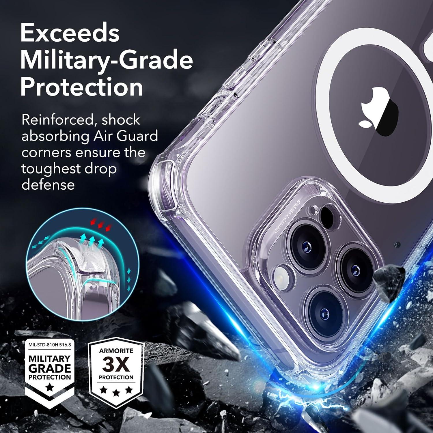 ESR iPhone 14 Pro Max Hülle Klar MagSafe 360° Schutzhülle Ko mpatibel Stoßfest magnetisch Kameraschutz