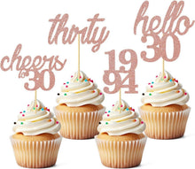30. Geburtstag Cupcake Topper Set Glitzer Rose Gold 24 Stück