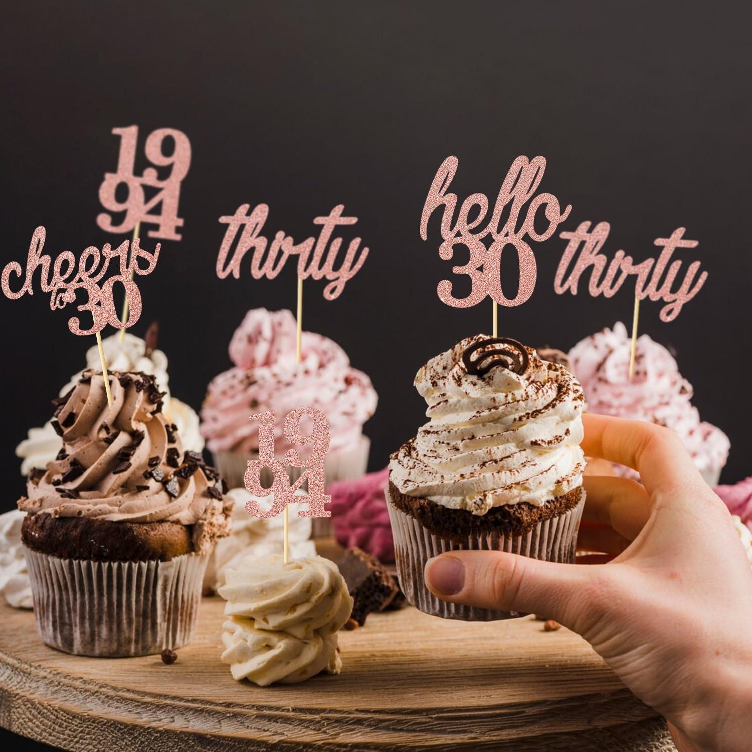 30. Geburtstag Cupcake Topper Set Glitzer Rose Gold 24 Stück