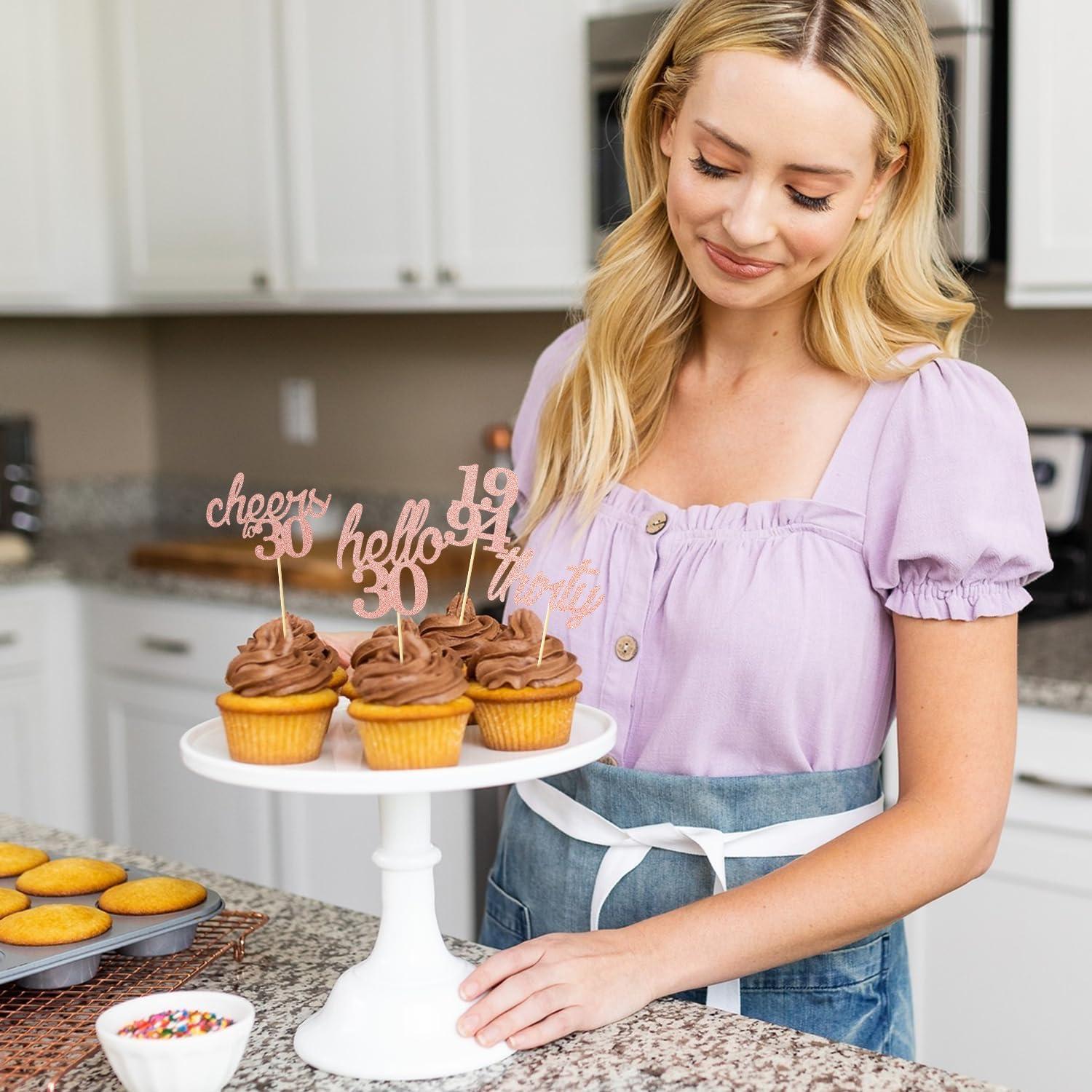 24 Stück 30. Geburtstag Cupcake Topper Hello 30 1994 Rose Gold