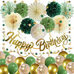 Geburtstagsdeko Sage Grün Happy Birthday Party Set