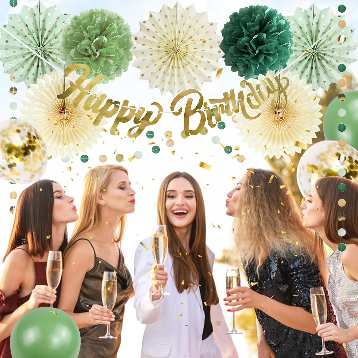 Geburtstagsdeko Sage Grün Happy Birthday Party Set