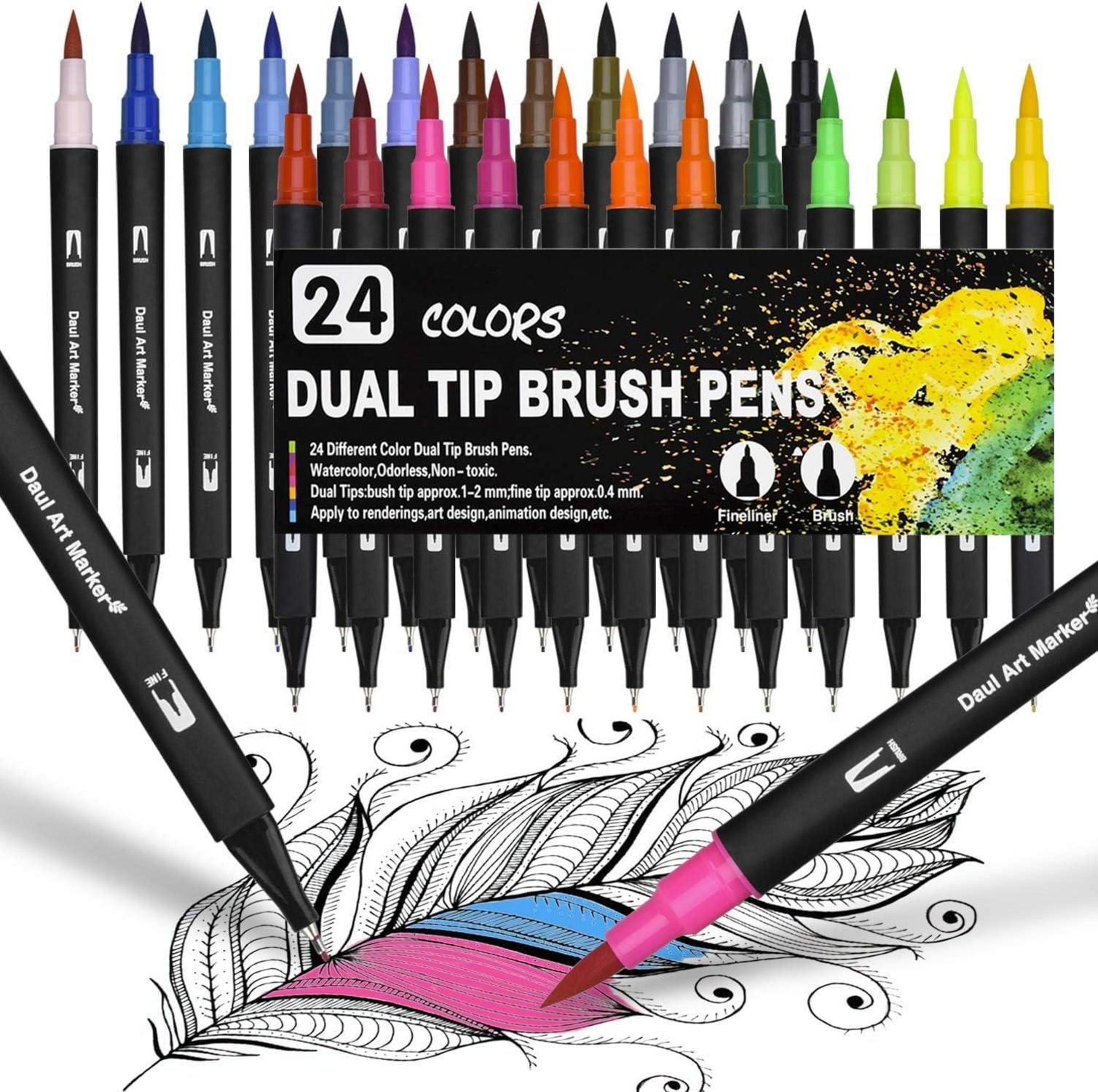 24 Farben Dual Brush Pen Set Aquarellstifte Wasserbasis