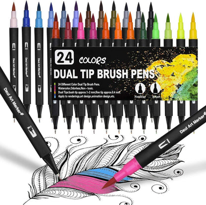 24 Farben Dual Brush Pen Set Aquarellstifte Wasserbasis
