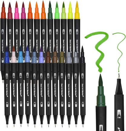 Dual Brush Pen Set, 24 Farben Aquarellstifte Handlettering