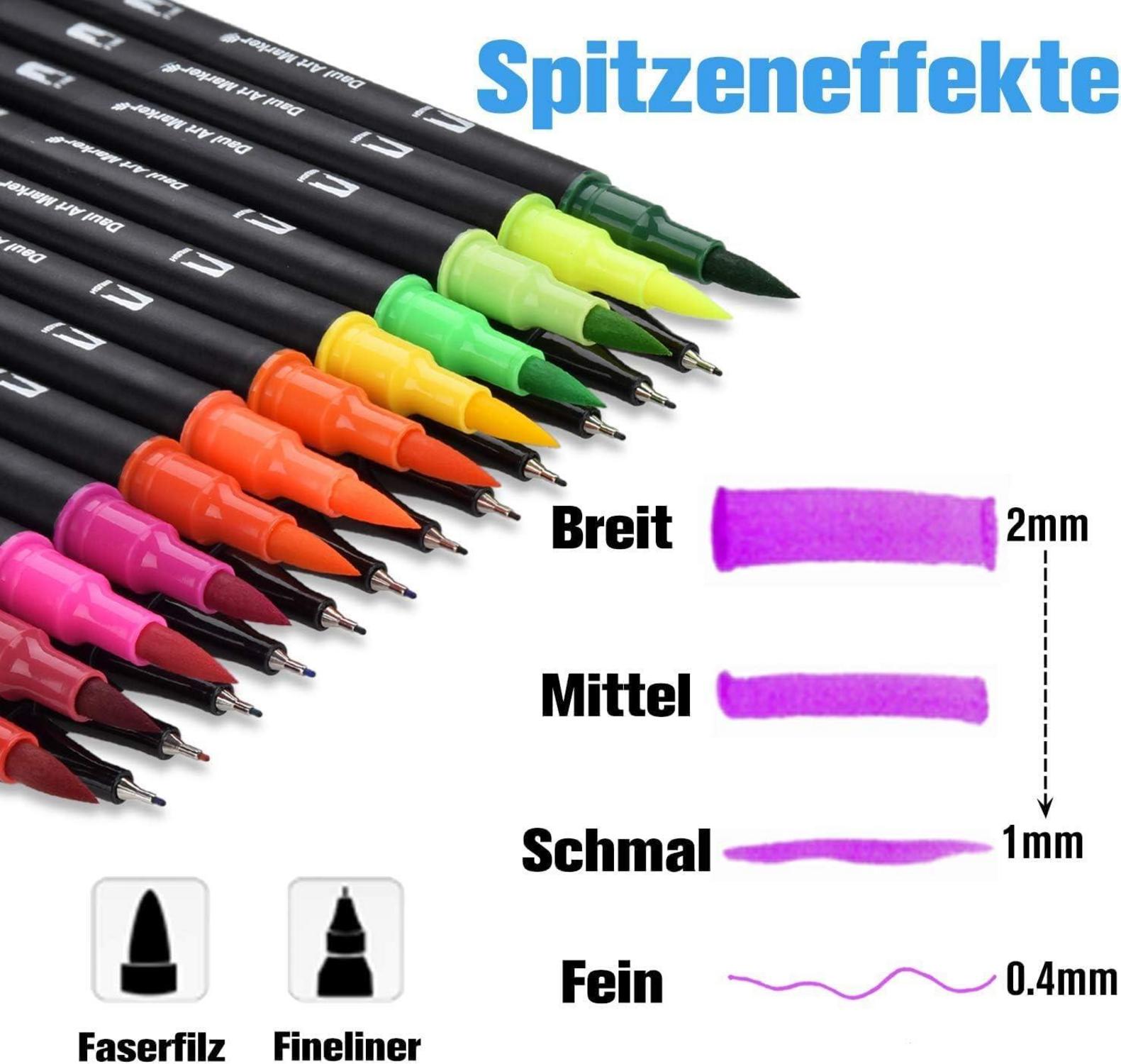 24 Farben Dual Brush Pen Set Aquarellstifte Wasserbasis
