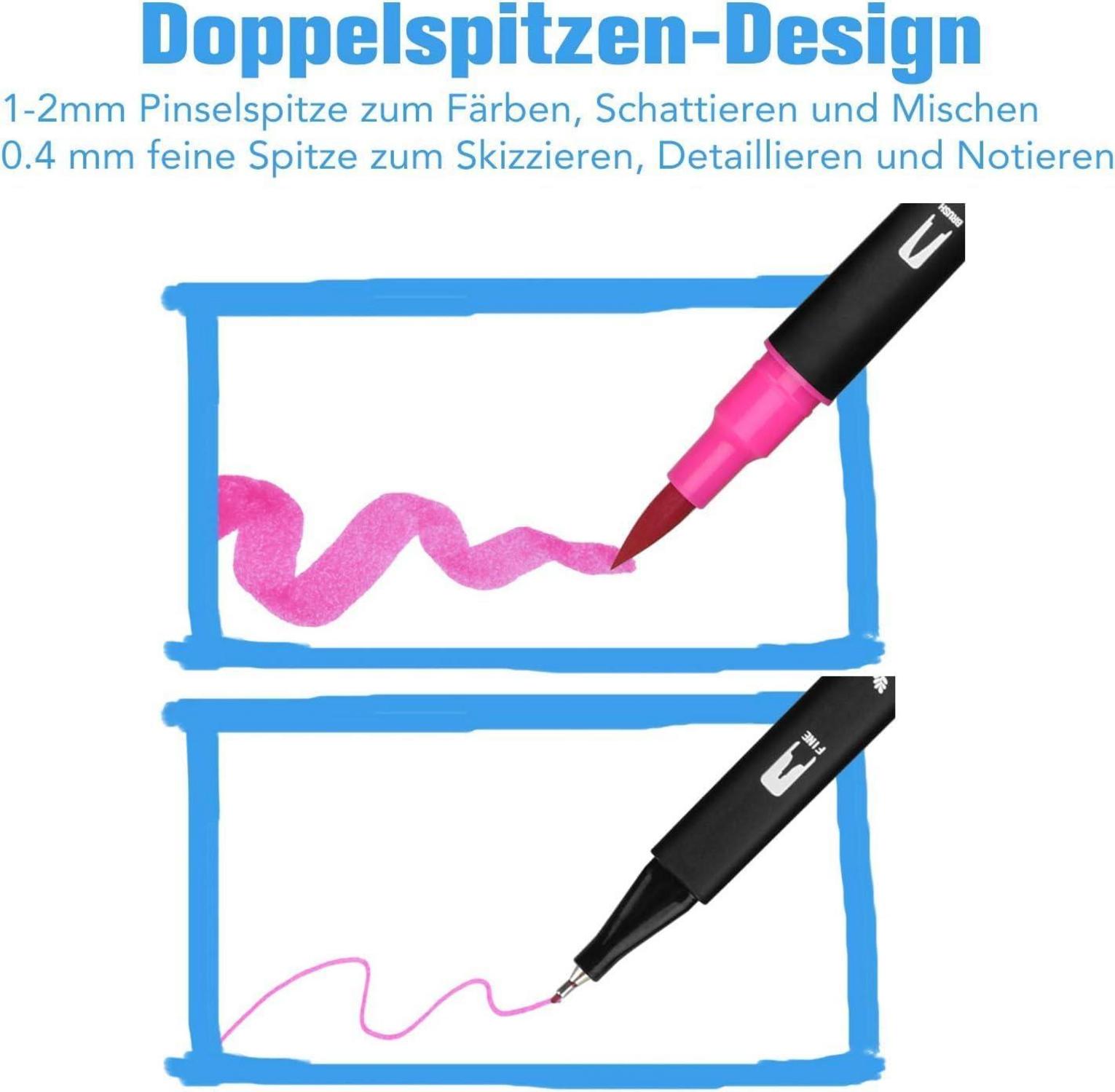 Dual Brush Pen Set 24 Farben Aquarellstifte Handlettering