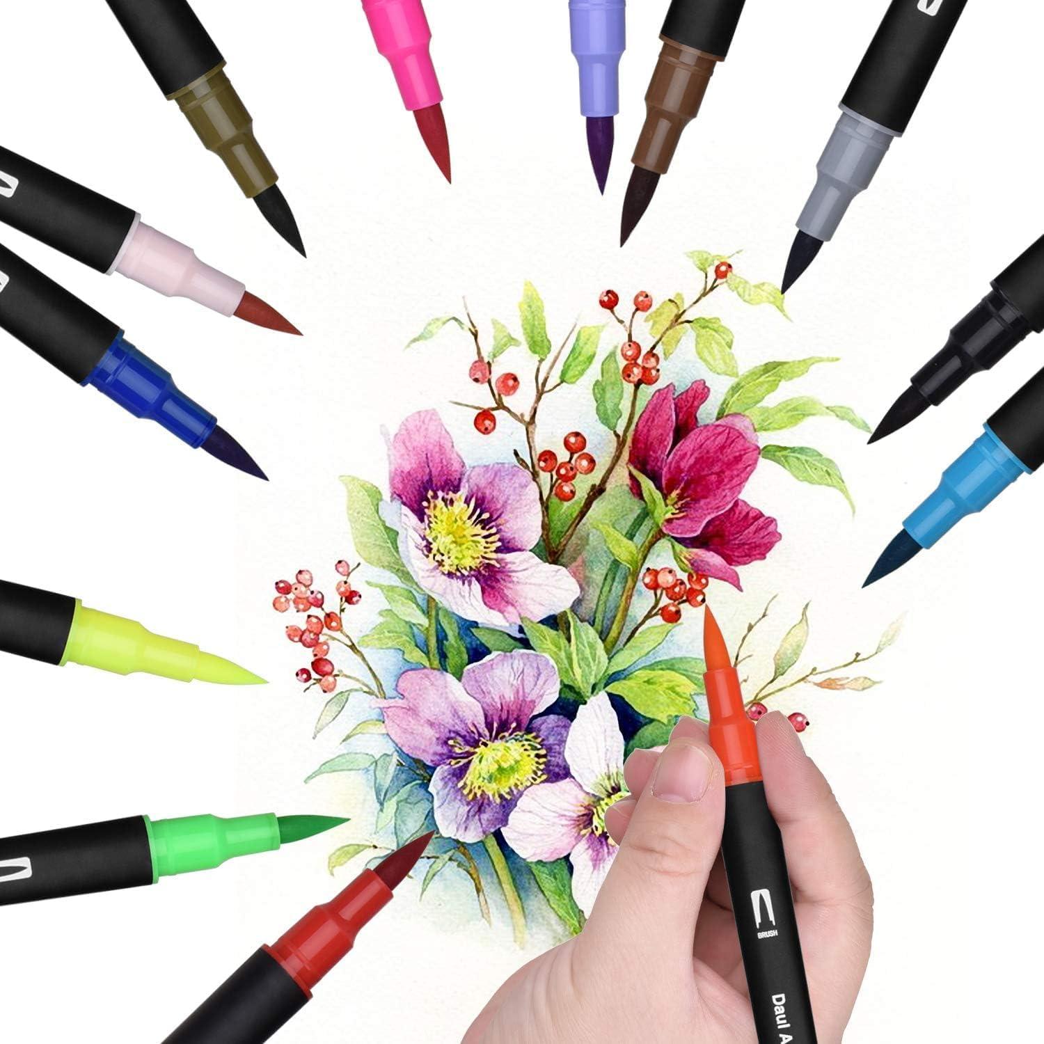 Dual Brush Pen Set 24 Farben Aquarellstifte für Handlettering & Kalligraphie