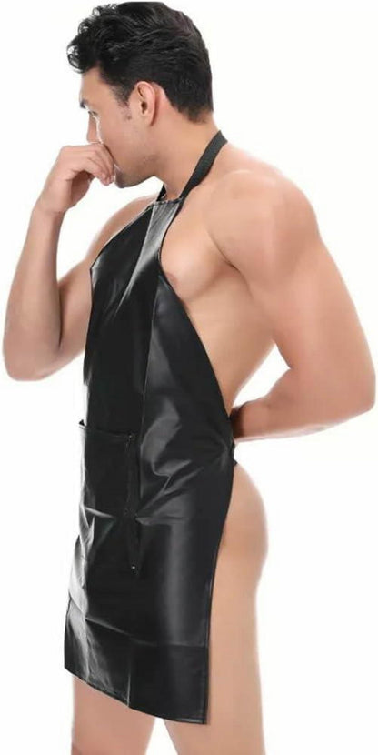 Moinha Erotische Herren Schürze Reißverschluss Lackleder Rock Nachtclub Sexy Dessous