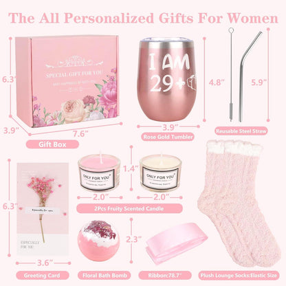 30. Geburtstag Frauen Geschenkset Weinglas Edelstahl SPA-Set