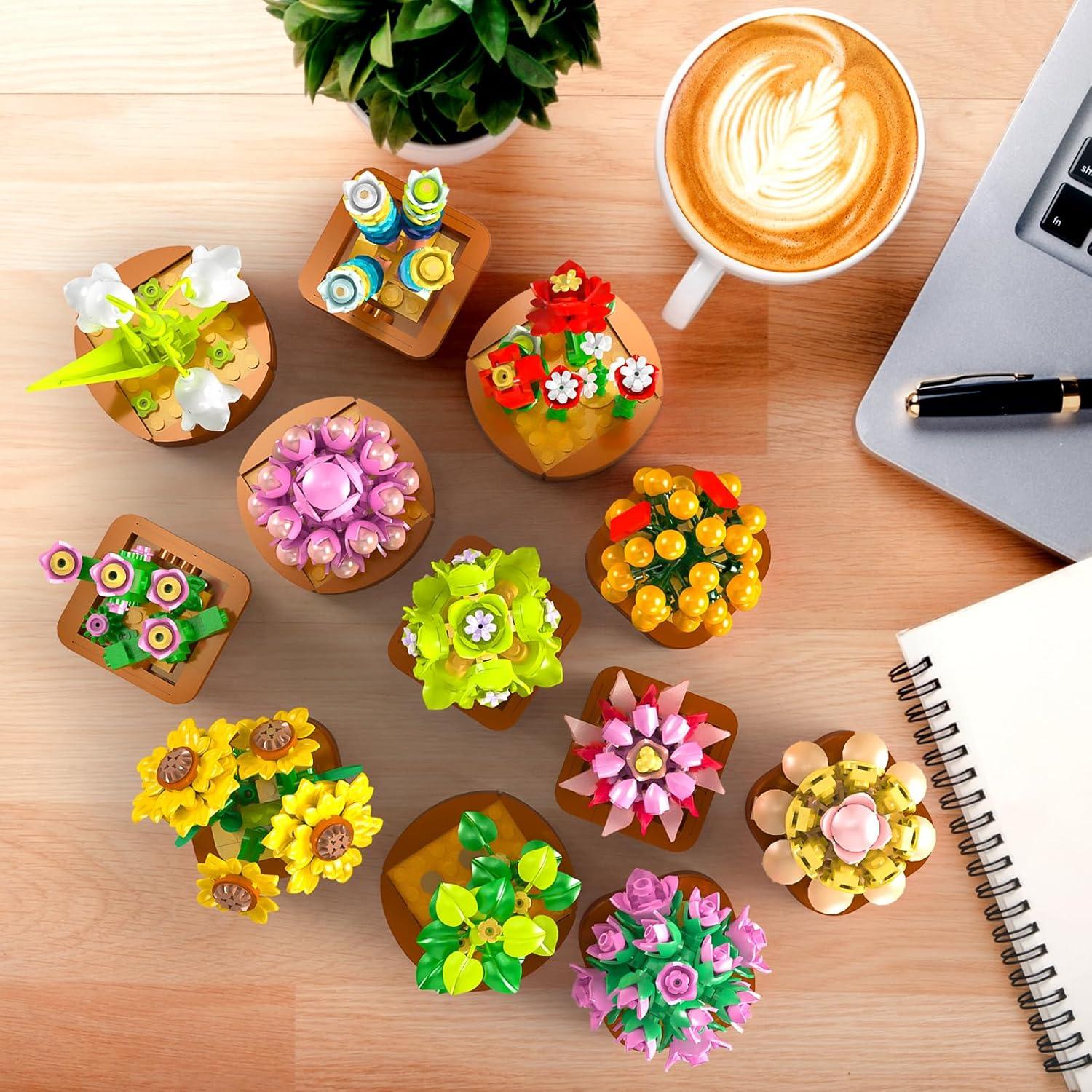 12 Blumen Sukkulenten Bausatz Mini Set 1403-teilig