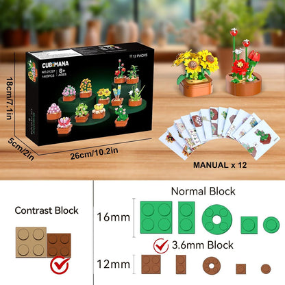 Sukkulenten Blumen Mini Bausatz Set - 1403 Stück Botanisches Heimdekor