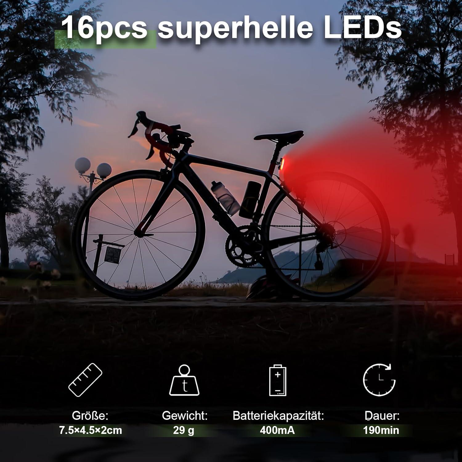 Fahrrad Rücklicht LED StVZO zugelassen USB-C wiederaufladbar IPX5