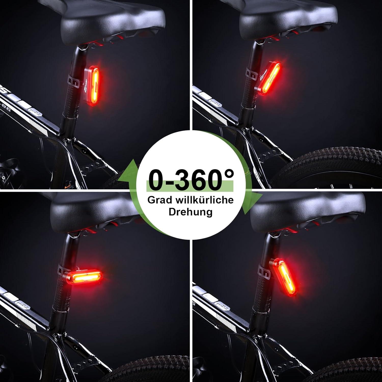 Toptrek Rücklicht Fahrrad USB C aufladbar StVZO LED IPX5 wetterfest