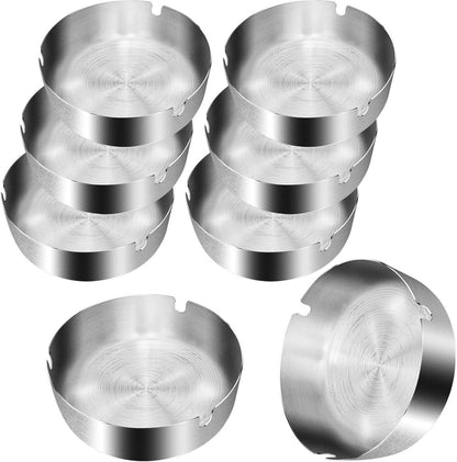 Edelstahl Aschenbecher Set 8 Stück 10cm modern tragbarer für Draußen