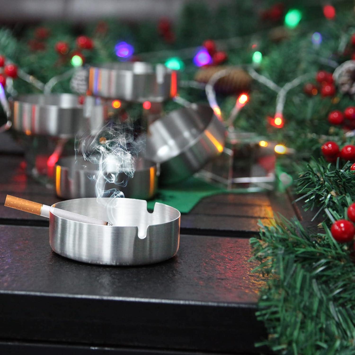 Edelstahl Aschenbecher Set 8 Stück 10cm modern tragbarer für Draußen