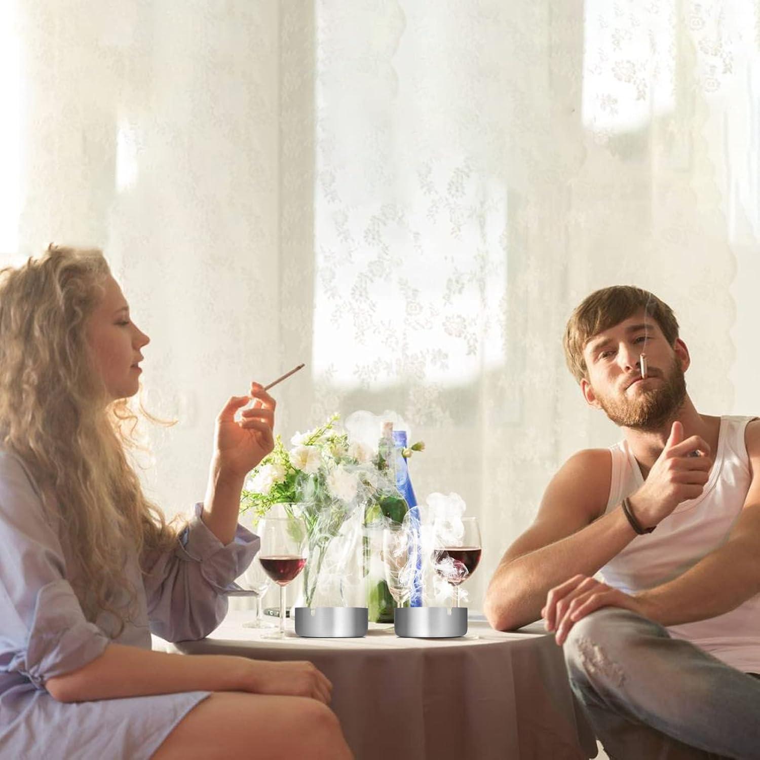 Edelstahl Aschenbecher 8er Set 10cm Winddicht Tragbar für Innen und Außen