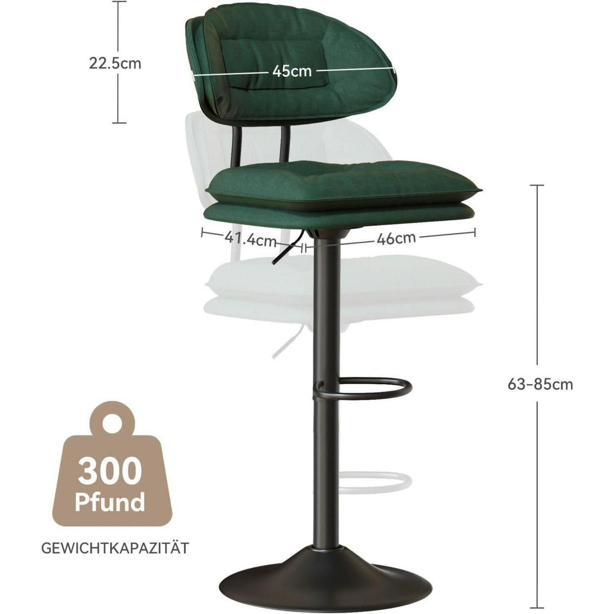 Barhocker 2er Set Ergonomisch Gepolstert Military Green