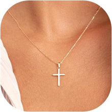 Goldene 14K vergoldete Kreuzkette für Damen - Layered Halskette