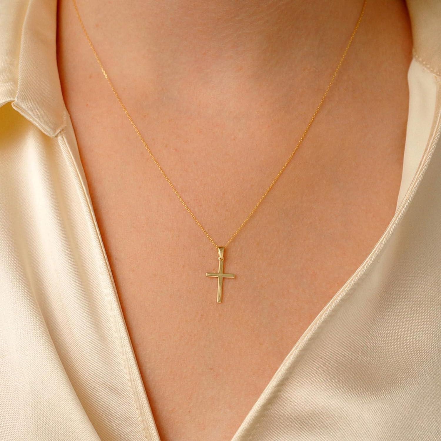 Goldene 14K vergoldete Kreuzkette für Damen - Layered Halskette