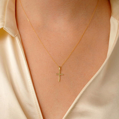 Goldene 14K vergoldete Kreuzkette für Damen - Layered Halskette