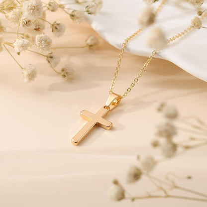 Goldene Kreuz Kette Layered Damen 14K Vergoldet Halskette Modeschmuck