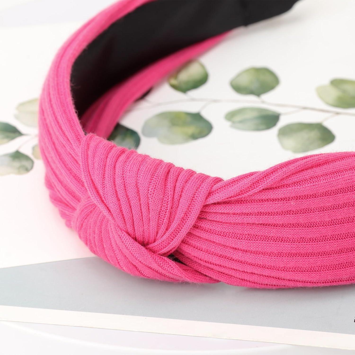 Breite Stirnbänder Damen 4er Pack geknotet Haarreifen Boho Anti-Rutsch