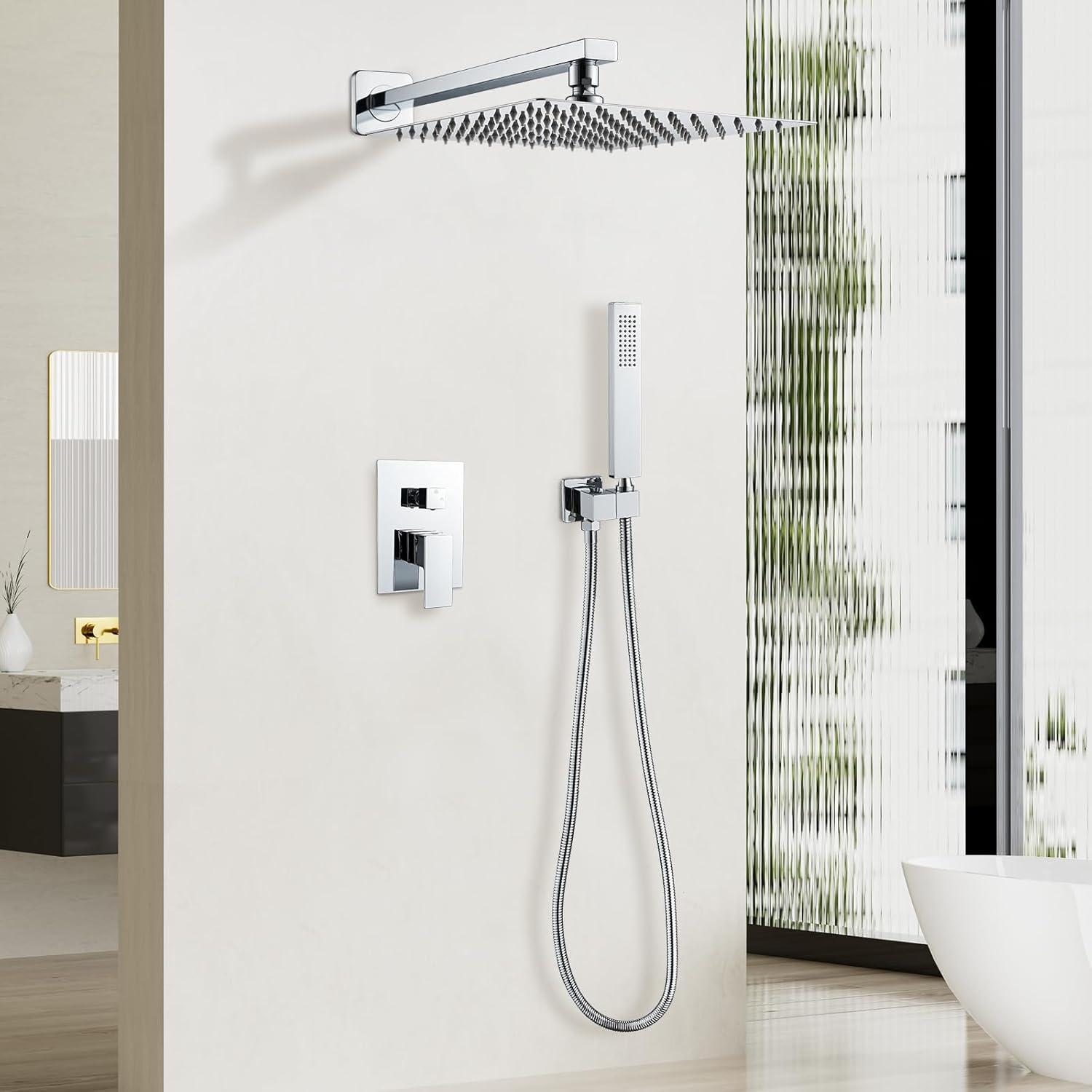 Unterputz Regendusche Duschsystem mit Kopf- und Handbrause, Chrom