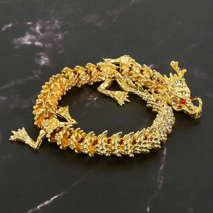 Chinesische Goldene Feng Shui Drachen Statue mit Beweglichen Gelenken und Displaybox