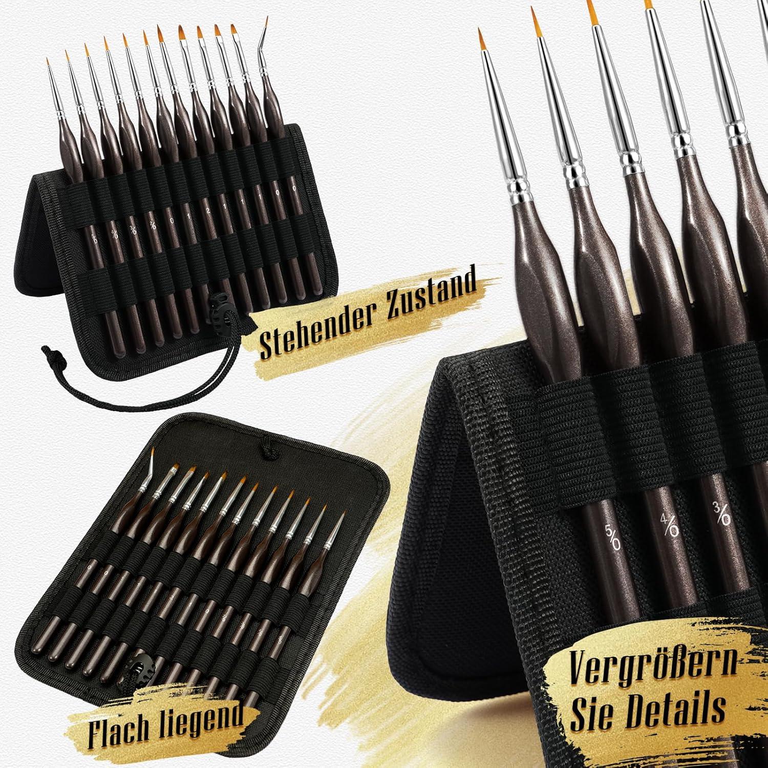 ZOOI Pinsel Set Premium Detail Malpinsel Geschenkbox Schwarz