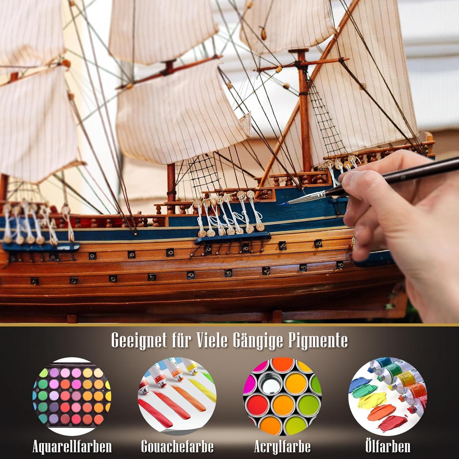 12 Pinsel Set Premium Detail Acryl Aquarell Modellbau Farben Geschenke Schwarz