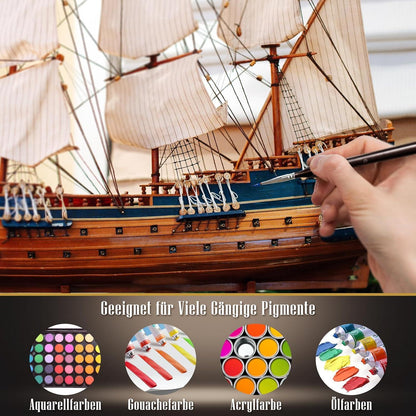 12 Pinsel Set Premium Detail Acryl Aquarell Modellbau Farben Geschenke Schwarz