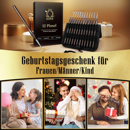 ZOOI Pinsel Set Premium Detail Malpinsel Geschenkbox Schwarz