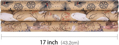 Weihnachts-Geschenkpapierrolle Kraftpapier Eule Rentier