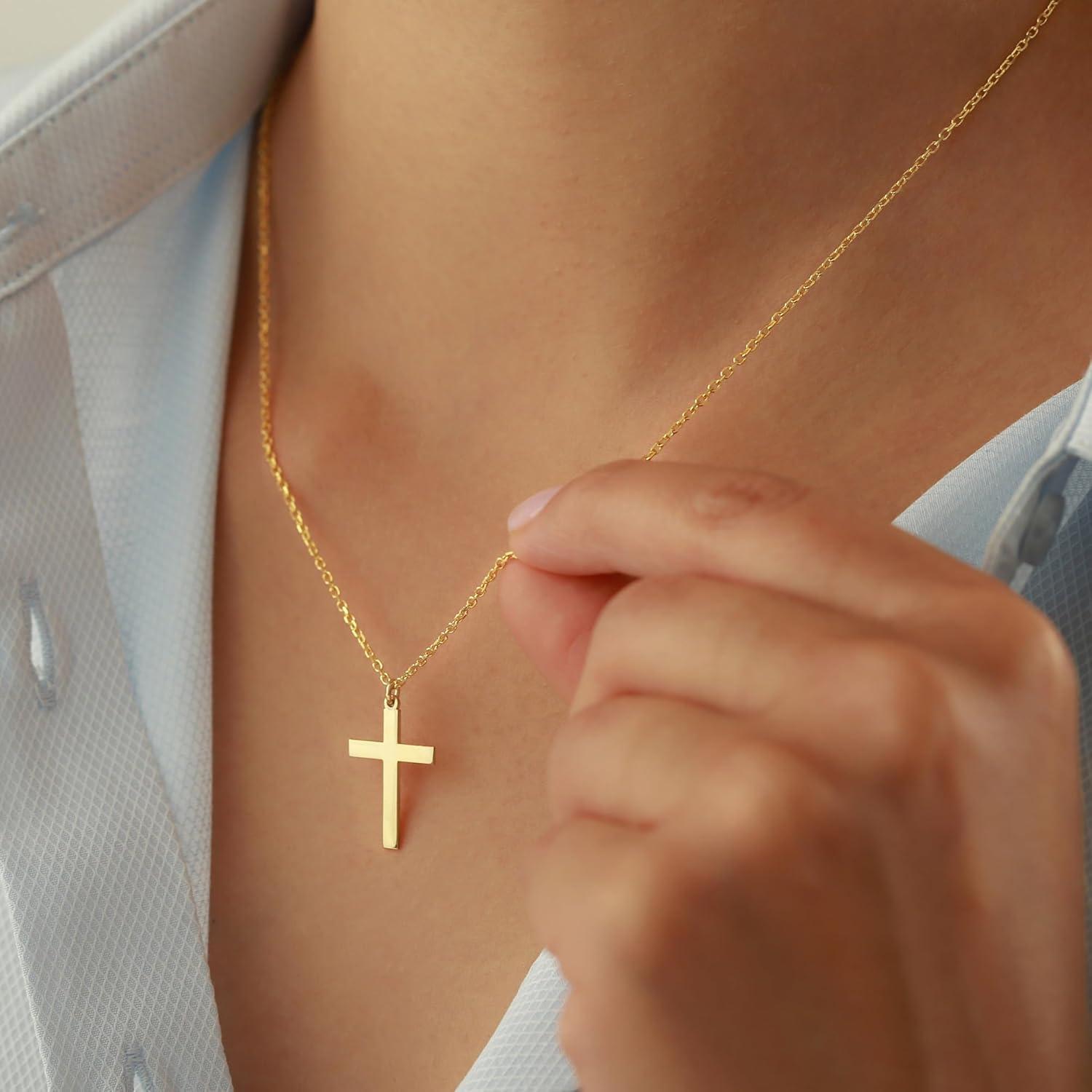 Goldene Kreuz Layered Halskette Damen 14K Vergoldet TINGN