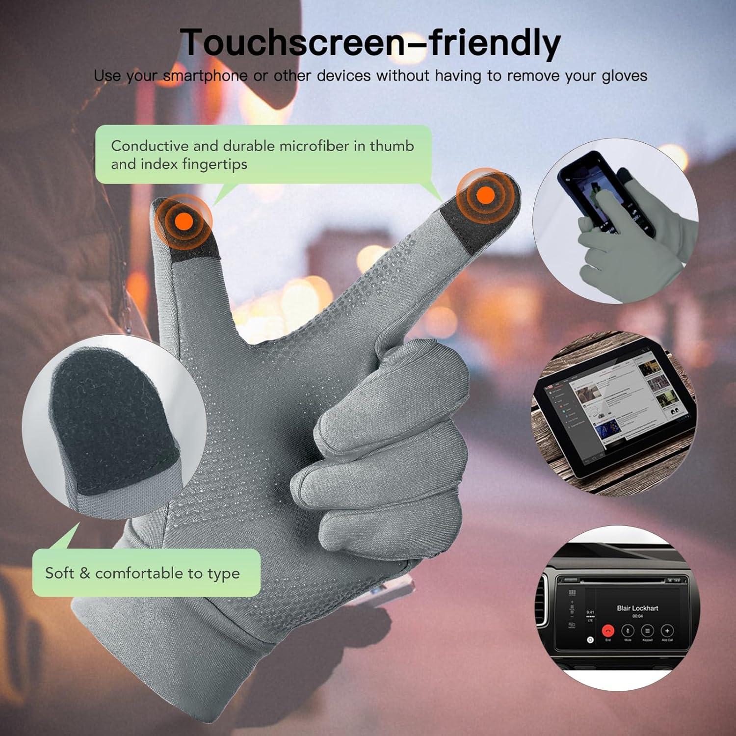 Unigear Touchscreen Handschuhe Herren Damen Winter Laufhandschuhe Grey M