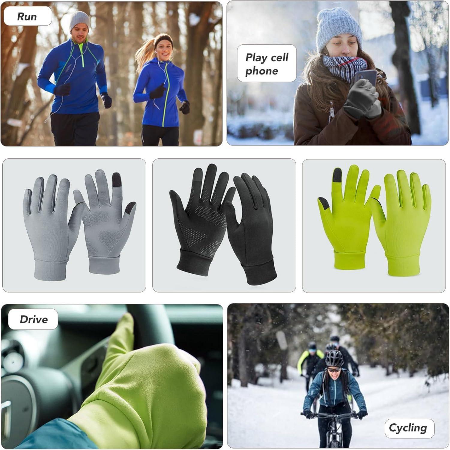 Unigear Touchscreen Handschuhe Herren Damen Winter Laufhandschuhe Grey M