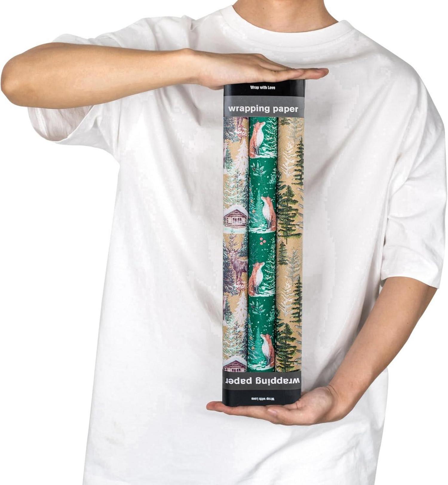 Weihnachts-Geschenkpapierrolle Kraftpapier Fuchs Rentier