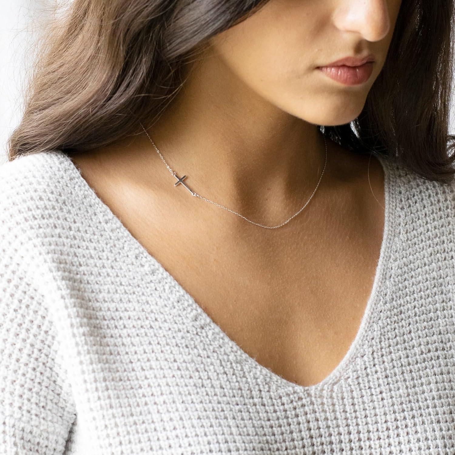 TINGN Kreuz Kette Gold 14K Vergoldet Layered Choker Choker Halskette Silberfrauen