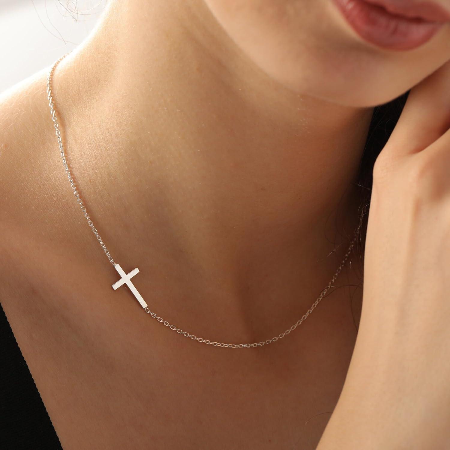 14K Goldkreuz Kette Damen Layered Halskette Choker Gold Modeschmuck
