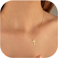 Goldene Kreuz Kette Damen 14K Vergoldet Layered Choker Halskette