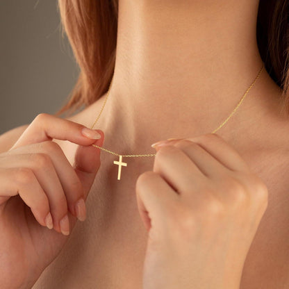 Goldene Kreuz Kette Damen 14K Vergoldet Layered Choker Halskette