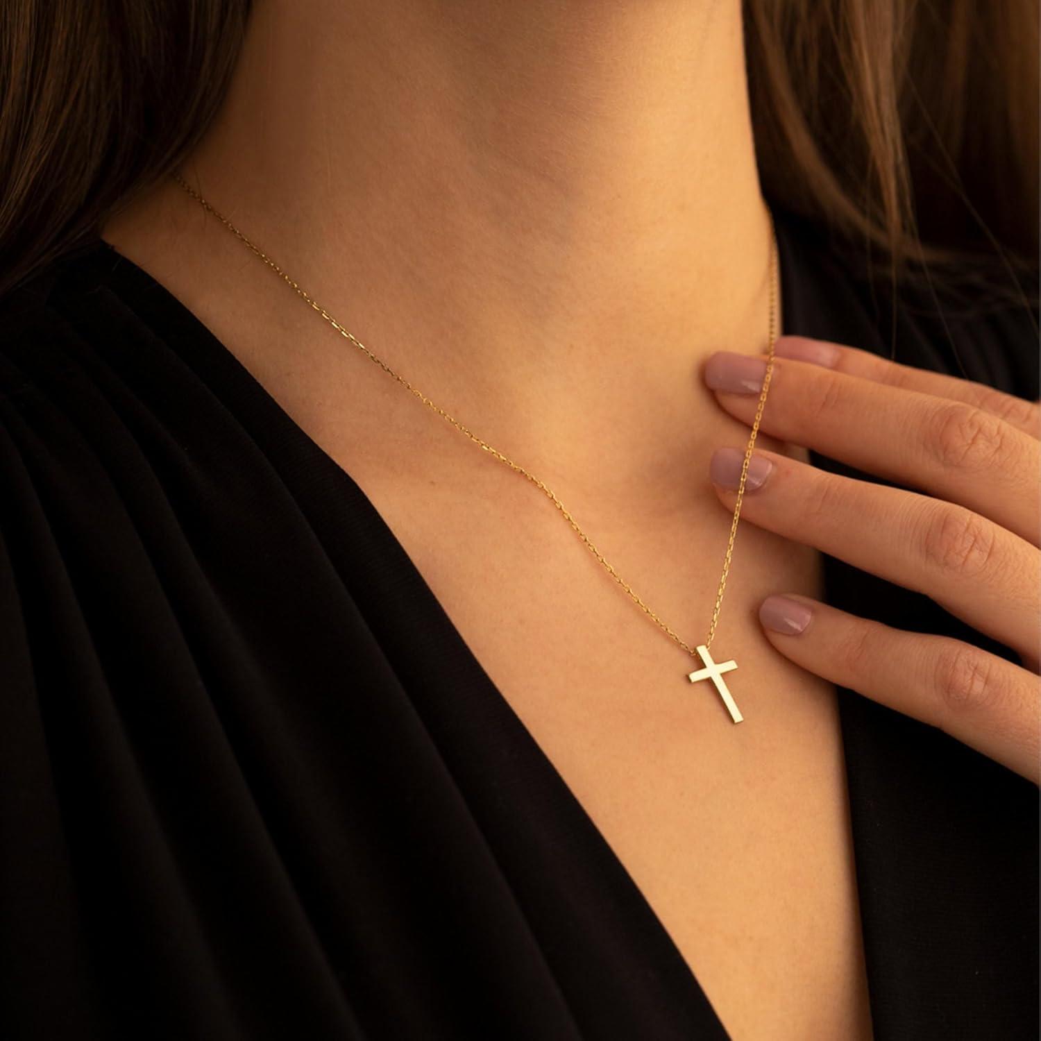 14K Gold Vergoldete Kreuz Layered Halskette für Damen