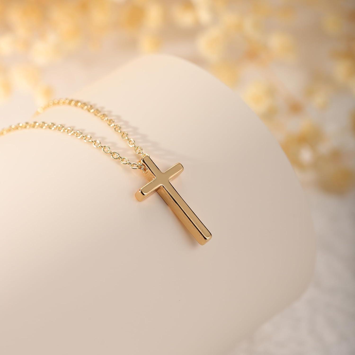 Kreuz Kette Gold Damen 14K Vergoldet Layered Choker Modeschmuck