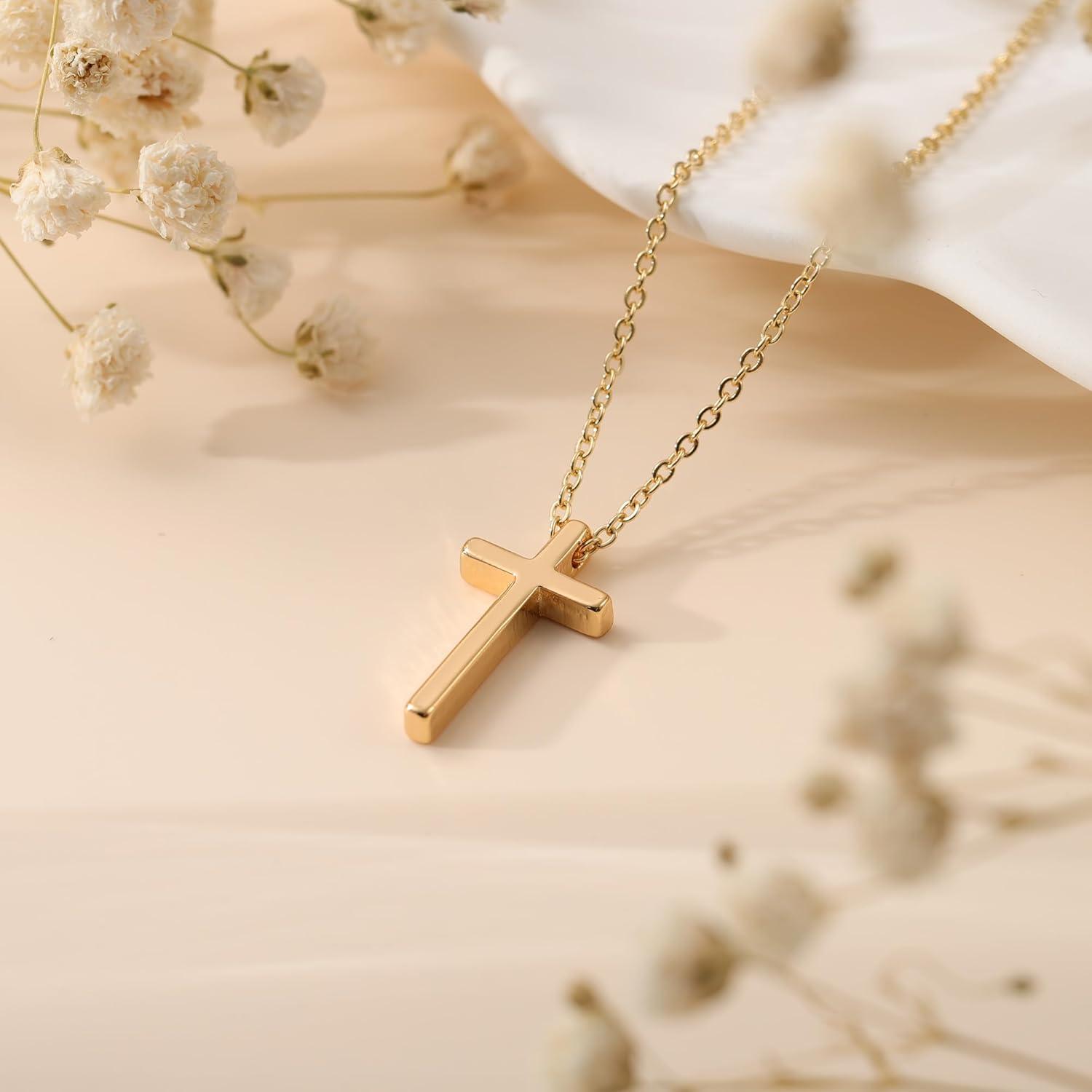 14K Gold Vergoldete Kreuz Layered Halskette für Damen