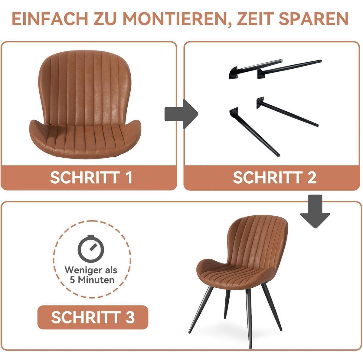 Esszimmerstühle 2er Set Braun – Ergonomisch & Robust