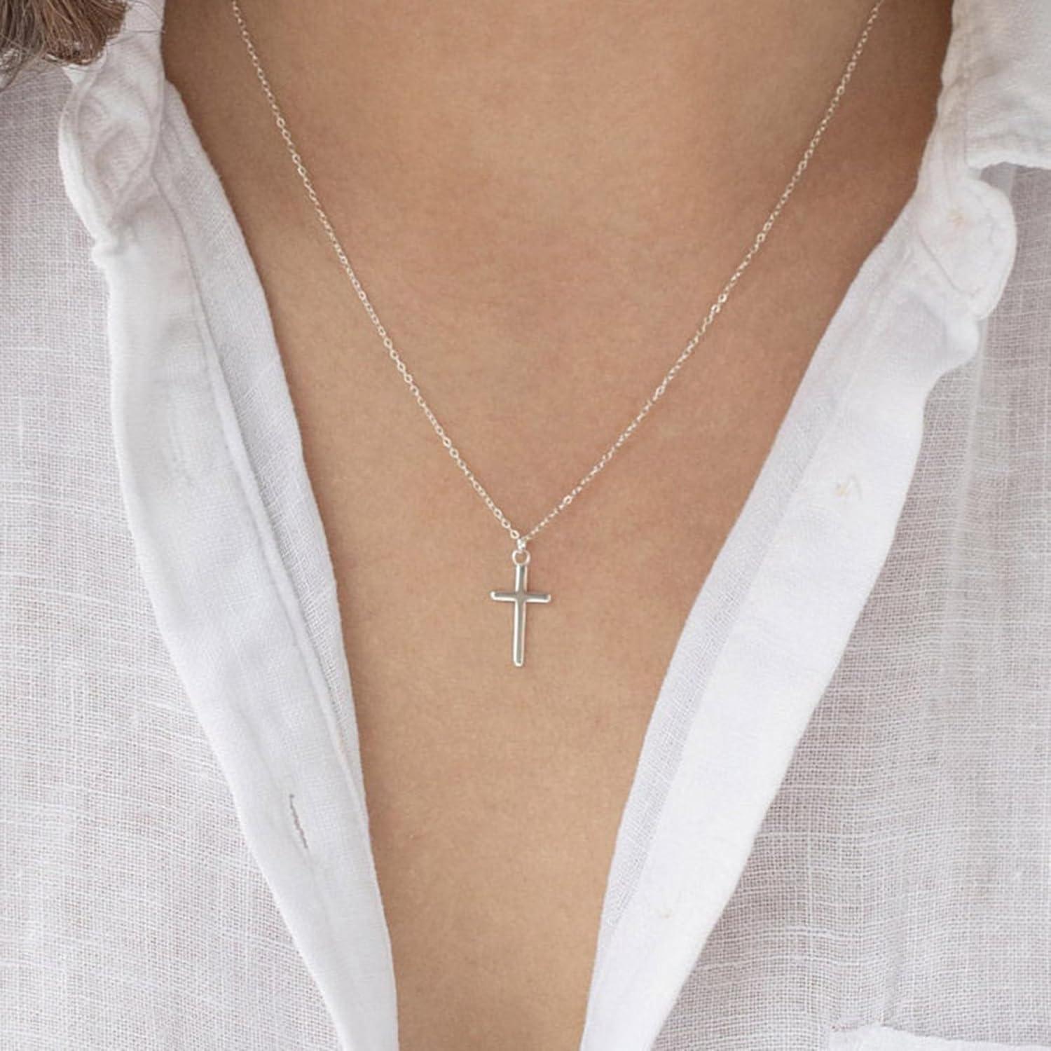 Goldkette Damen Kreuzkette Layered Halskette Modeschmuck