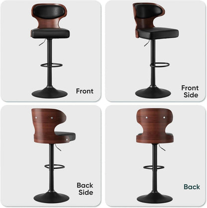 Hawthyhome Barhocker 2er Set Schwarz Nussbaumholz