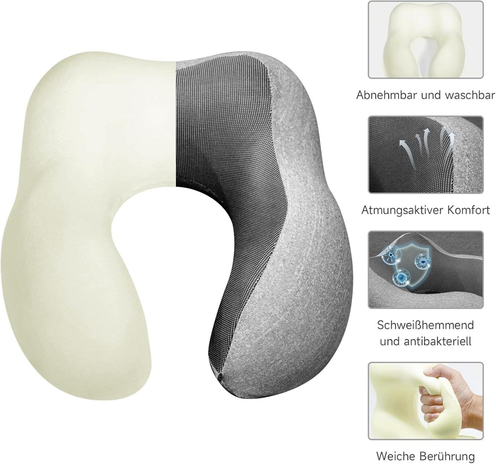 Memory Foam Reise Nackenkissen ergonomisches Design Grau