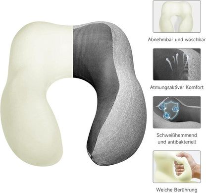 Memory Foam Reise Nackenkissen ergonomisches Design Grau